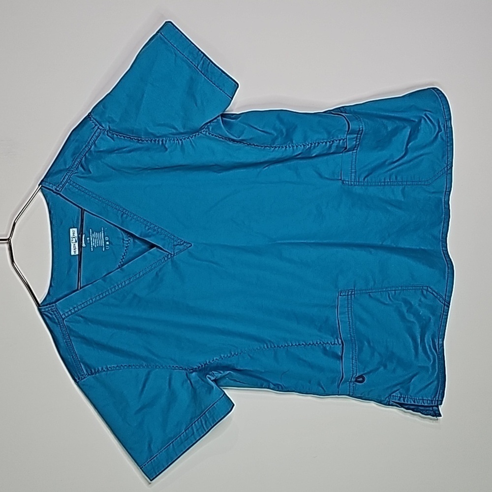 Health Pro large blue short sleeve scrub top